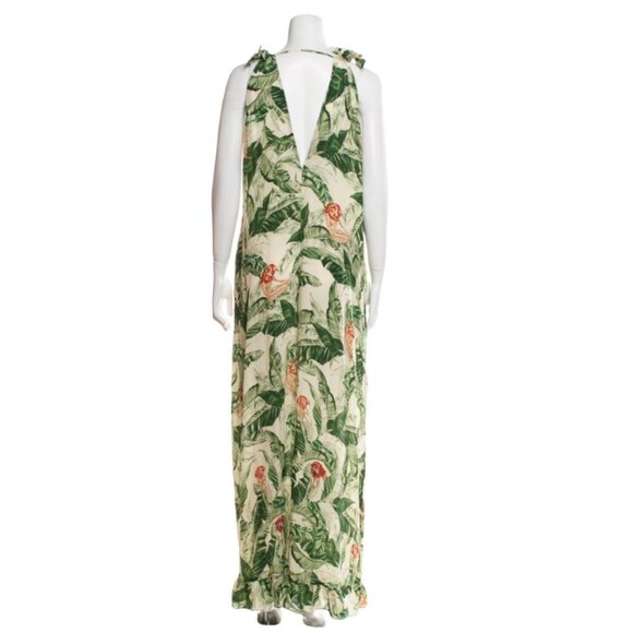 Adriana Degreas x Cult Gaia Tropical Print Crepe Maxi Dress in Green Medium - Picture 5 of 9
